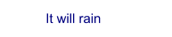 It will rain