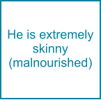 He is extremely skinny (malnourished)